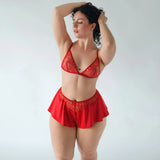 Product thumbnail Moonstruck Triangle Bralette Fire Red - Monique Morin Lingerie