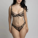 Product thumbnail Whisper Lace-up Bikini Black - Monique Morin Lingerie