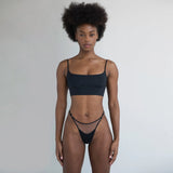 Product thumbnail Core Long Line Bralette Black - Monique Morin Model 5’8’’ 34B wearing size S
