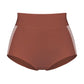 Brown modal high waisted shorty brief with cutout illusion mesh panels