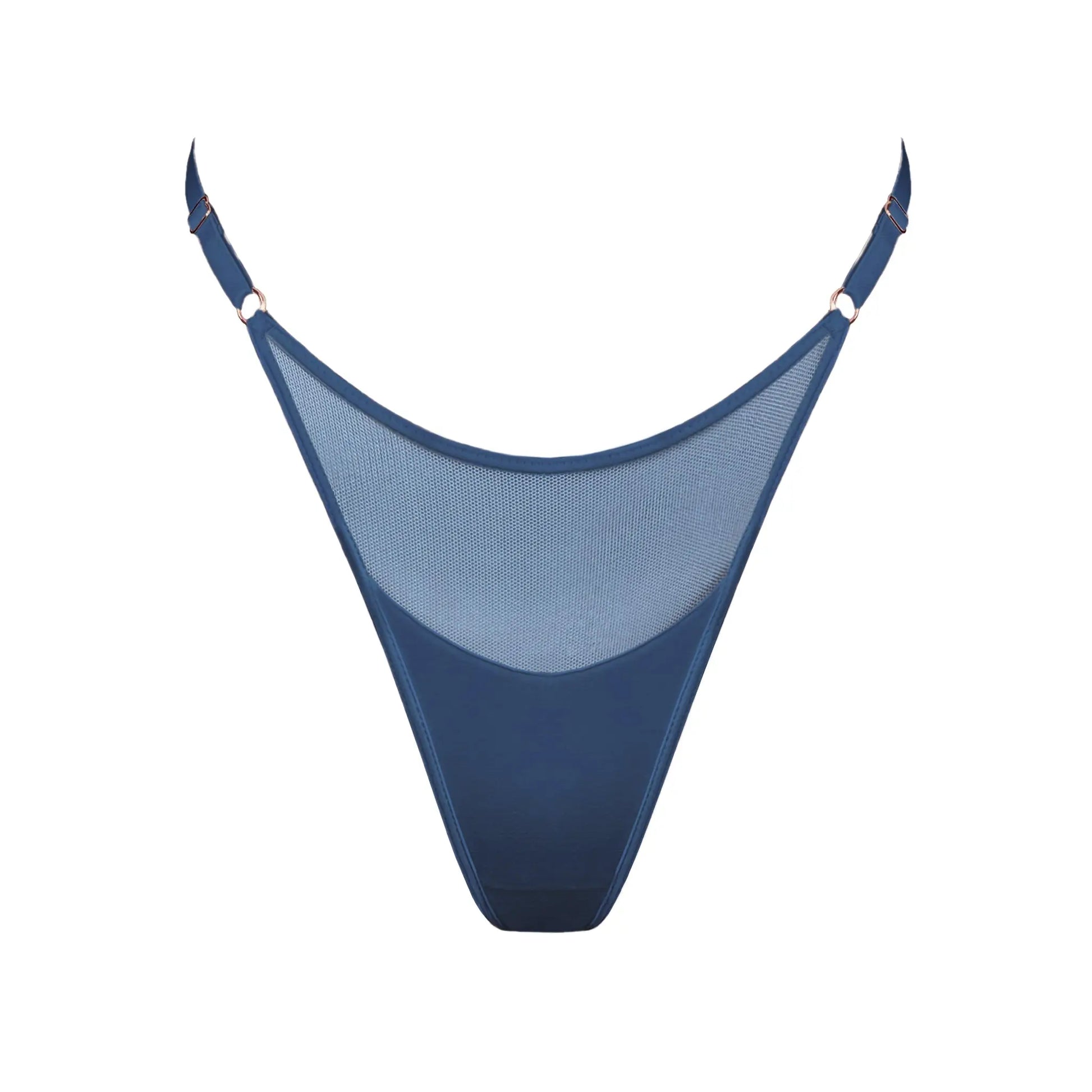 Blue modal thong with adjustable side strap