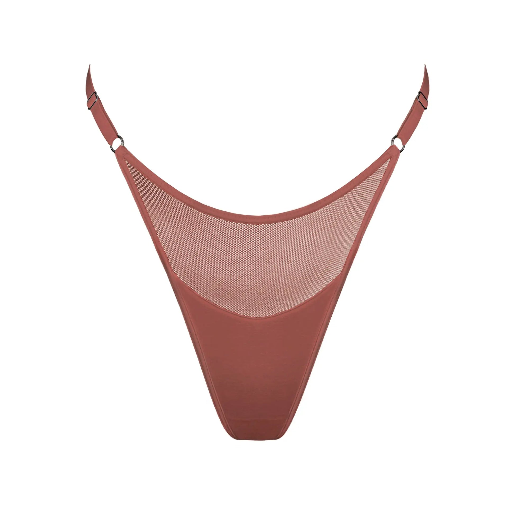 Brown modal thong with adjustable side strap