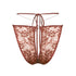 Brown stretch lace bikini with cutout design in back and adjustable side strap