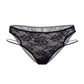 Black lace cutout illusion moderate coverage panty
