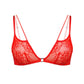 Red lace bralette with cutout strap detail