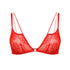 Red lace bralette with cutout strap detail