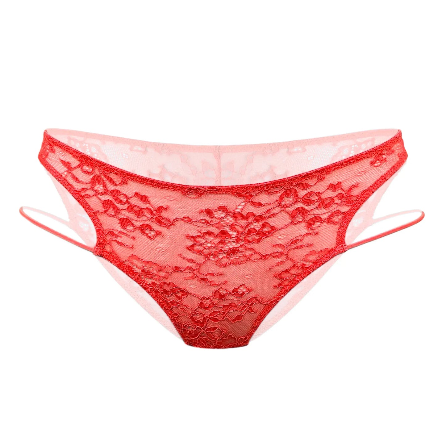 Red lace cutout illusion moderate coverage panty