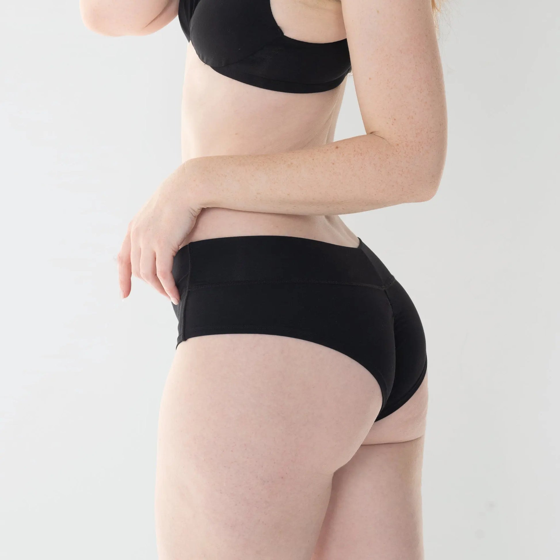 Black modal low rise hipster panty with no show waistband