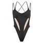 Black modal bodysuit with convertible neckline and straps