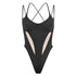 Black modal bodysuit with convertible neckline and straps
