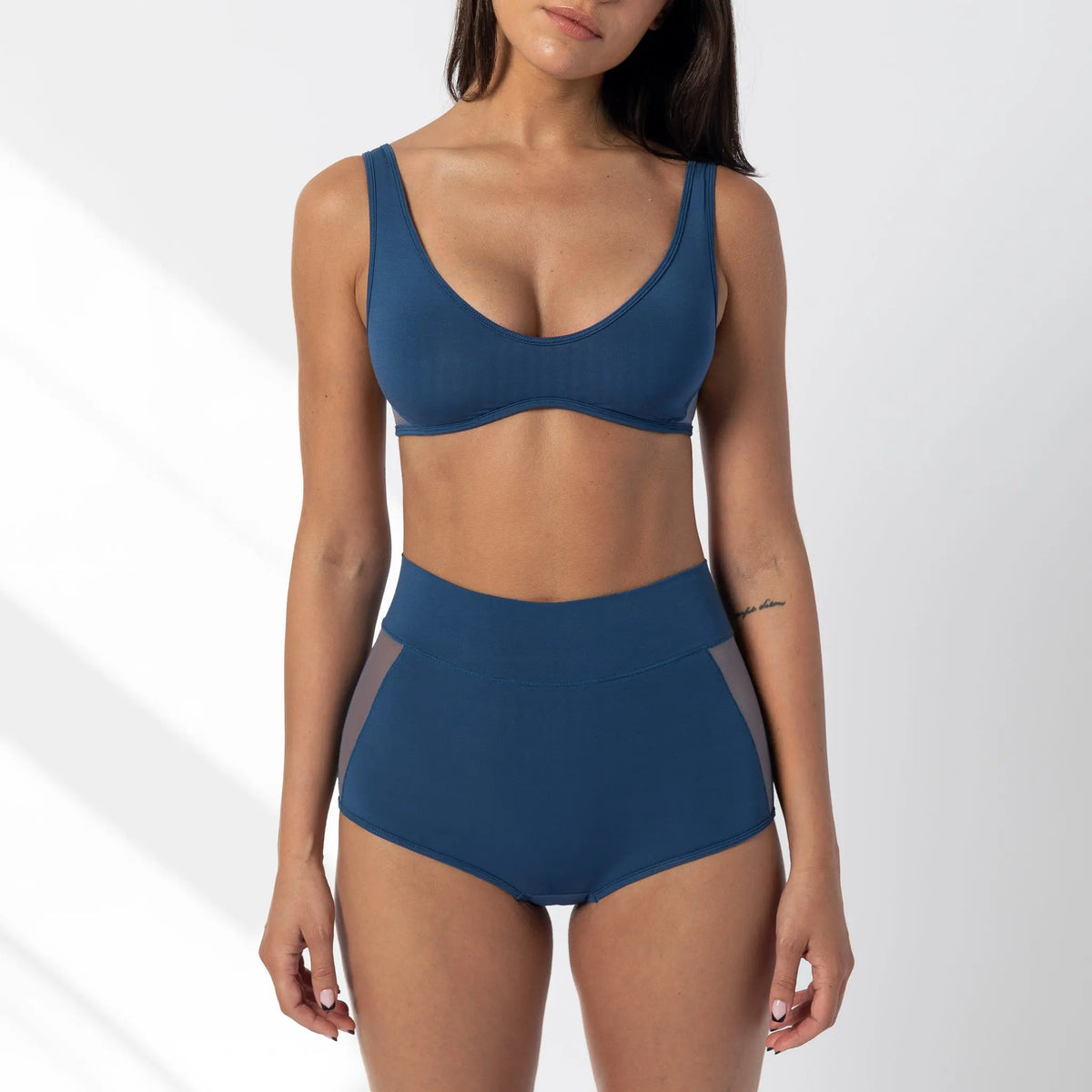 Blue modal pull over scoop neck bralette