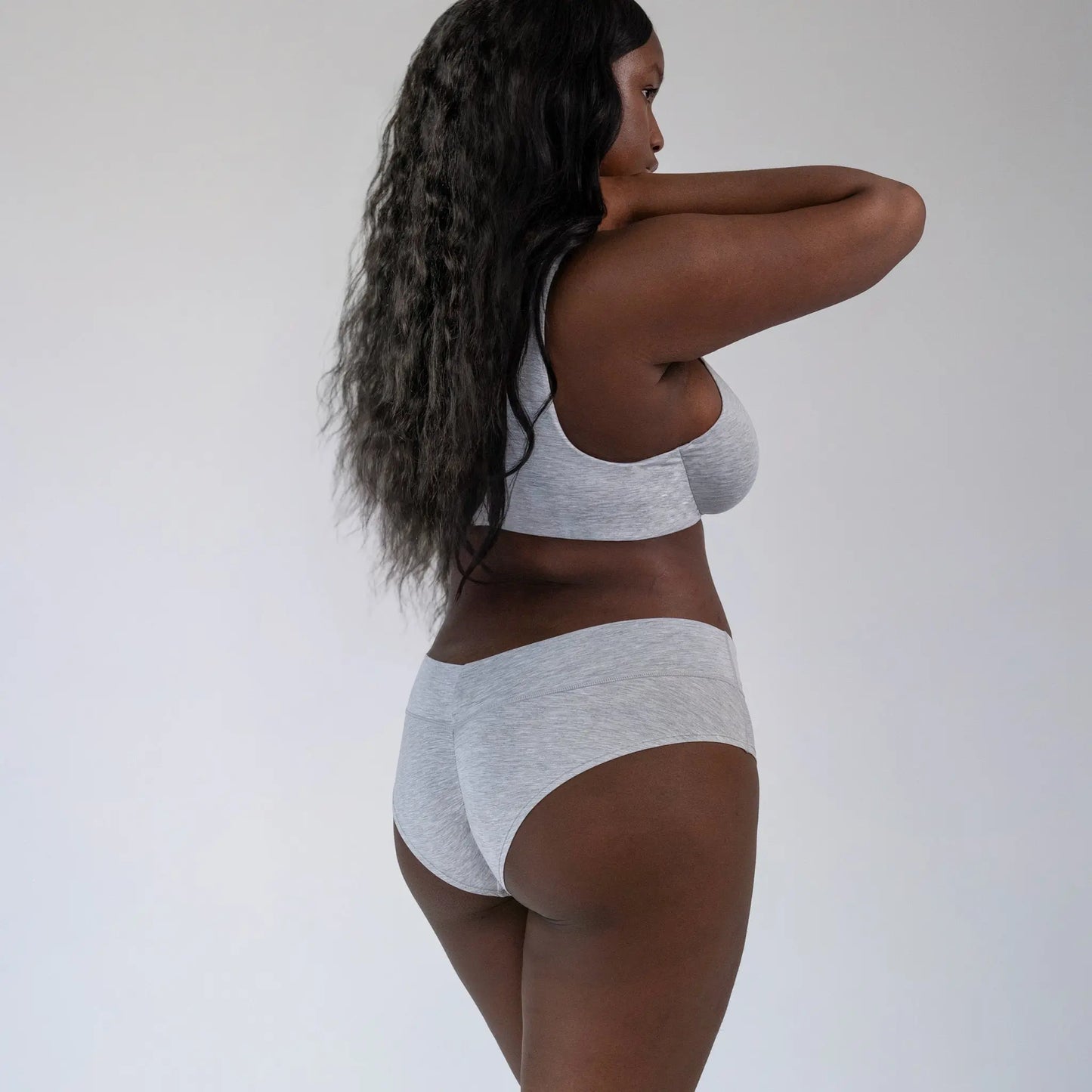 Gray modal low rise hipster panty with no show waistband