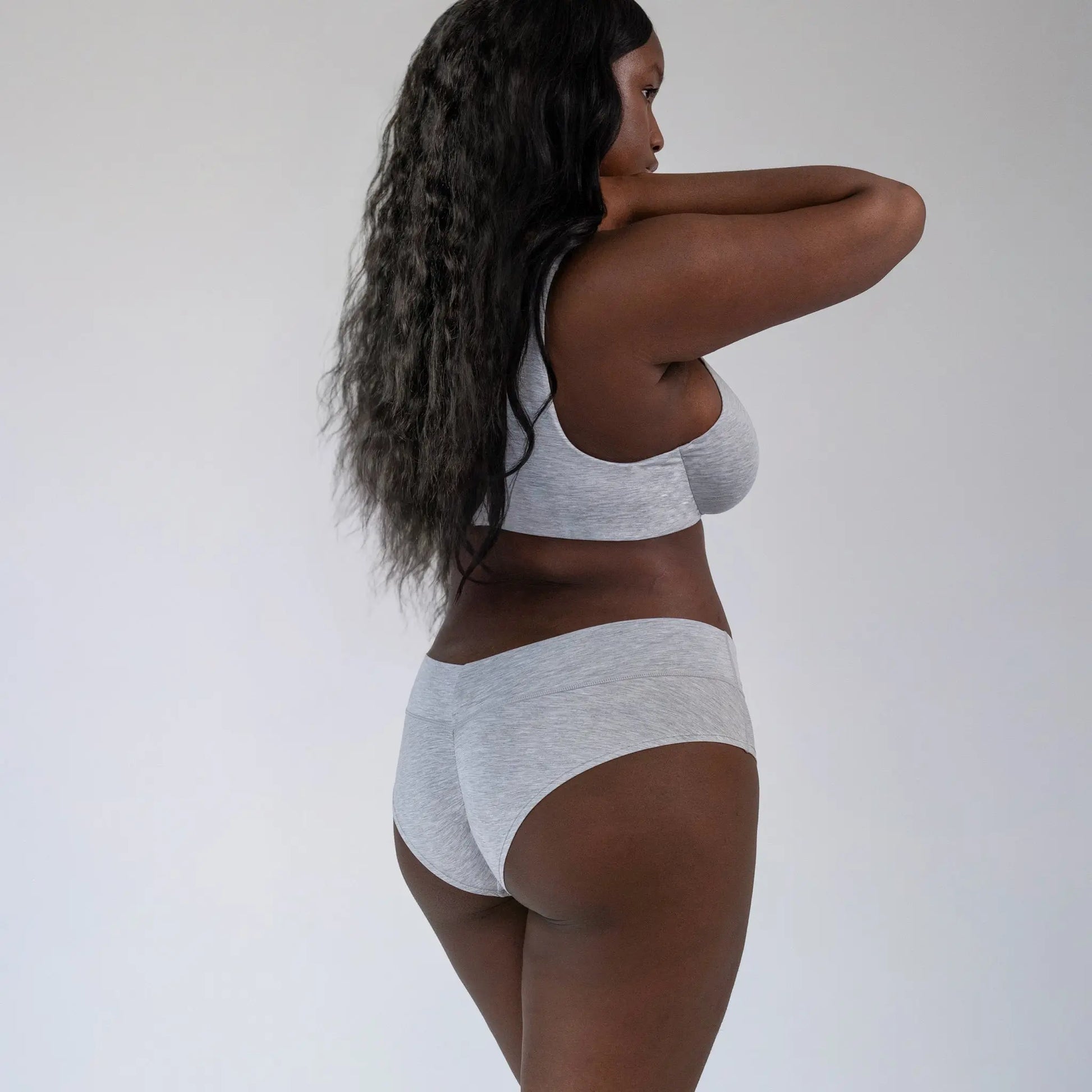 Gray modal low rise hipster panty with no show waistband