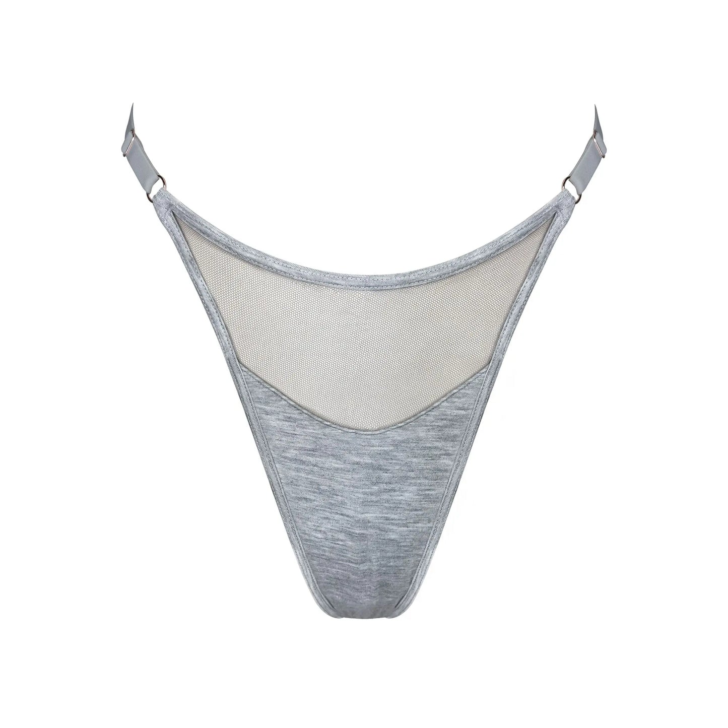 Gray modal thong with adjustable side strap
