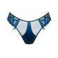Blue tulle embroidered mid-rise cheeky panty with rose gold metal details