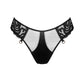 Black tulle embroidered mid-rise cheeky panty with rose gold metal details