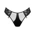 Black tulle embroidered mid-rise cheeky panty with rose gold metal details