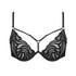 Black tulle embroidered 3D one-piece underwire bra with adjustable straps and back closure