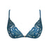 Blue tulle embroidered triangle bralette, front closure and adjustable straps