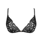 Black tulle embroidered triangle bralette, front closure and adjustable straps