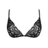 Black tulle embroidered triangle bralette, front closure and adjustable straps