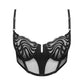 Black tulle embroidered bustier with flexible underwire and adjustable straps and back closure