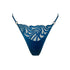 Blue tulle embroidered thong with adjustable waist straps
