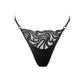 Black tulle embroidered thong with adjustable waist straps