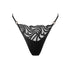 Black tulle embroidered thong with adjustable waist straps