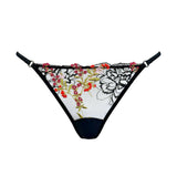 Product thumbnail Elysium Embroidery Thong in Obsidian - Monique Morin Lingerie