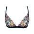 Black floral embroidered wireless triangle bralette with adjustable straps and back closure