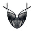 Black rigid tulle underwire bustier with liquid shine effect embroidery, adjustable straps