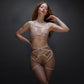 White rigid tulle bralette with liquid shine effect embroidery with adjustable straps and front closure