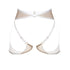 White mesh harness, fully adjustable in rise and contour with clasp back closure