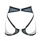 Black mesh harness, fully adjustable in rise and contour with clasp back closure