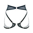 Black mesh harness, fully adjustable in rise and contour with clasp back closure