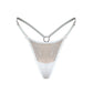 White rigid tulle thong with liquid shine effect embroidery with adjustable waist strap