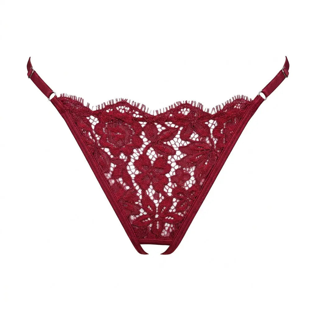 Frisson Thong Ouvert Bloodstone - Monique Morin Lingerie