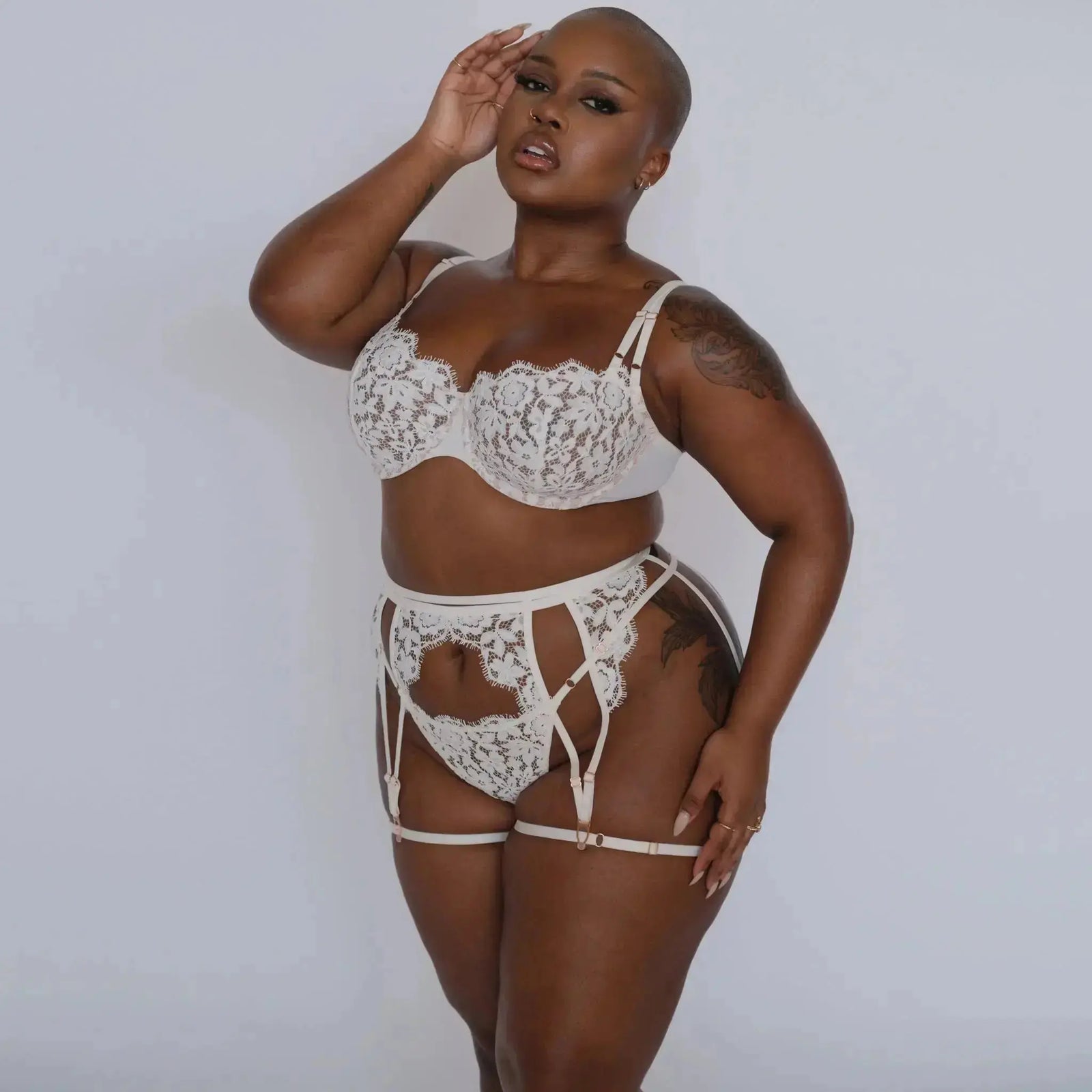 Frisson Lace Garter Belt White | High Waist
