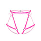 Pink soft touch elastic harness, fully adjustable with back clasp closure