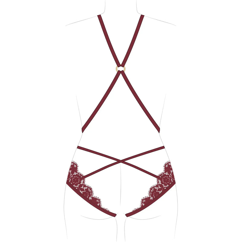 Frisson Lace Harness Bloodstone - Monique Morin Lingerie