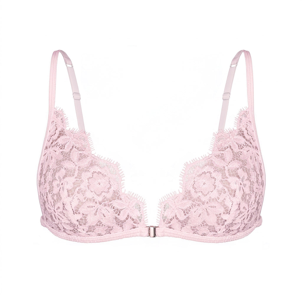 Frisson Lace Triangle Bralette in Rose