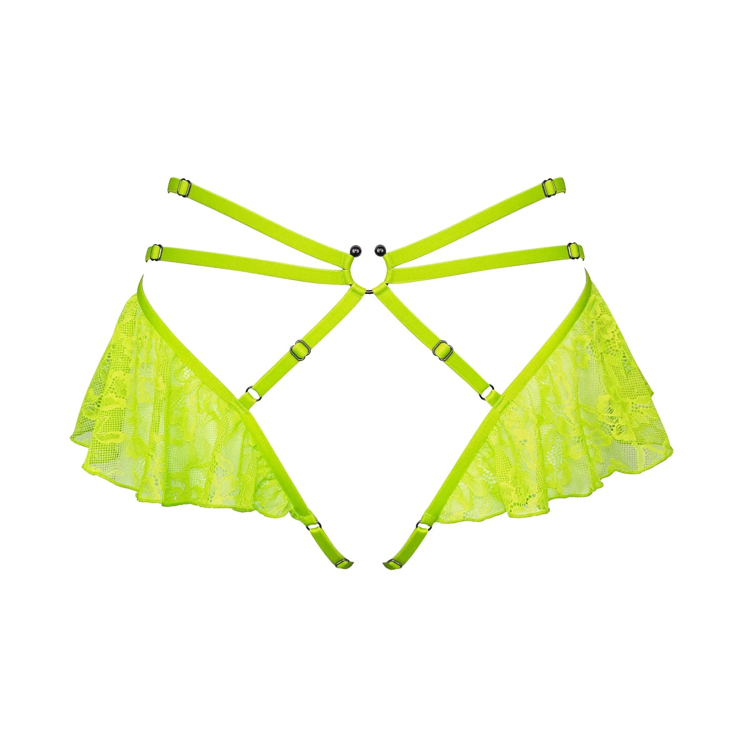 Hologram Skirted Harness Acid Green - Monique Morin Lingerie