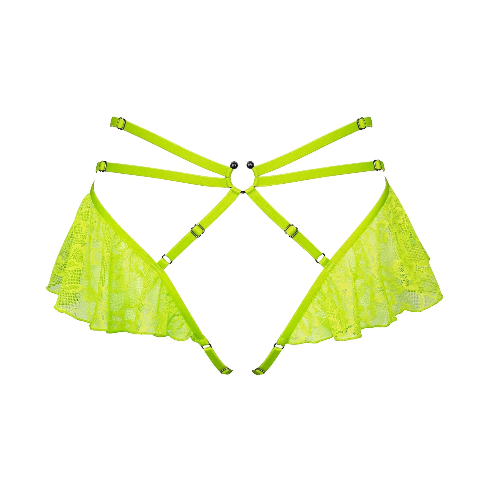 Hologram Skirted Harness Acid Green - Monique Morin Lingerie