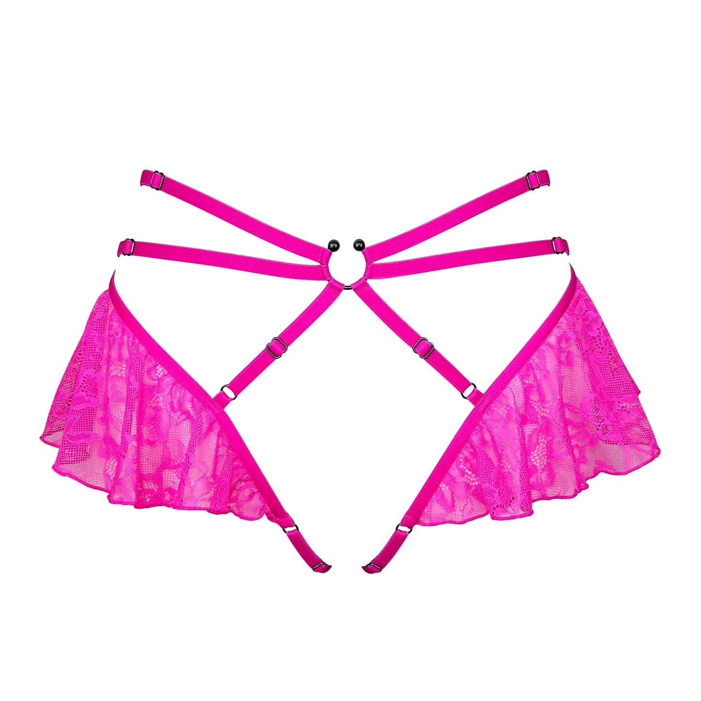 Hologram Skirted Harness Electric Magenta - Monique Morin Lingerie