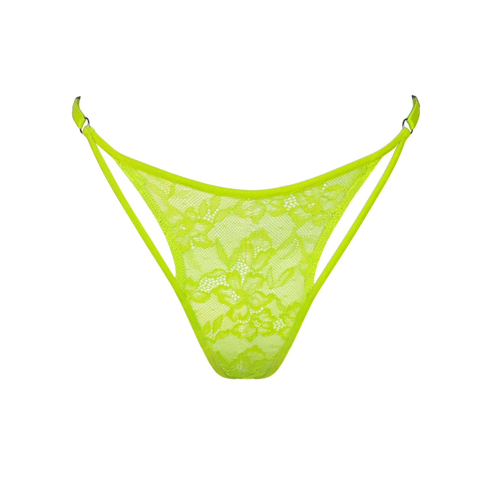 Hologram Adjustable Thong Acid Green - Monique Morin Lingerie