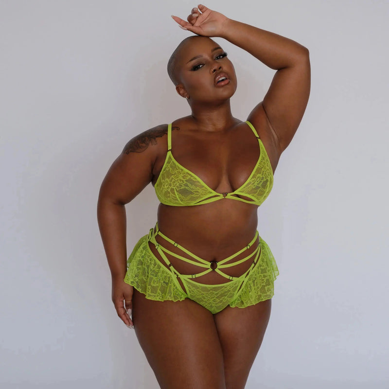 Hologram Skirted Harness Acid Green