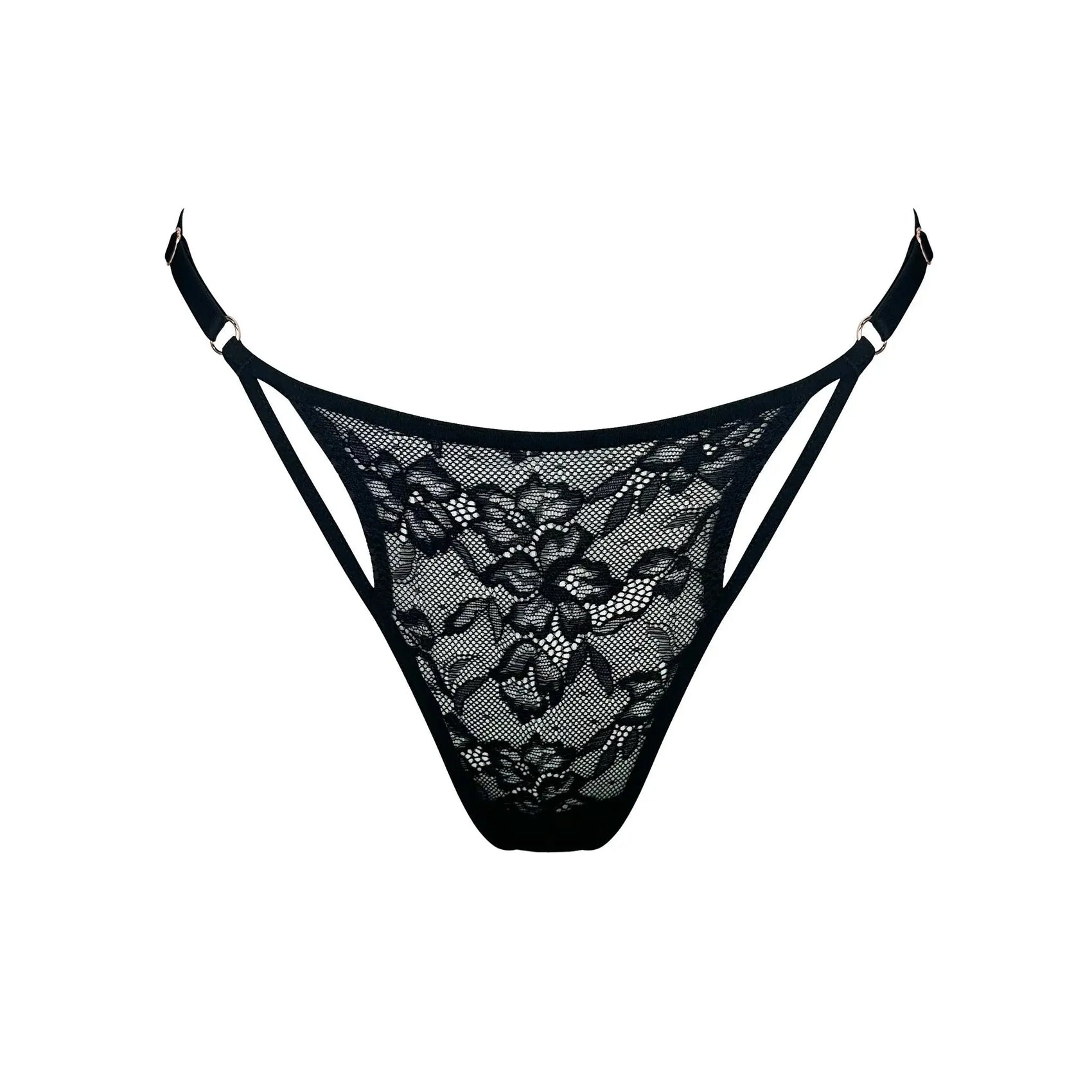 Hologram Adjustable Thong Black - Monique Morin Lingerie