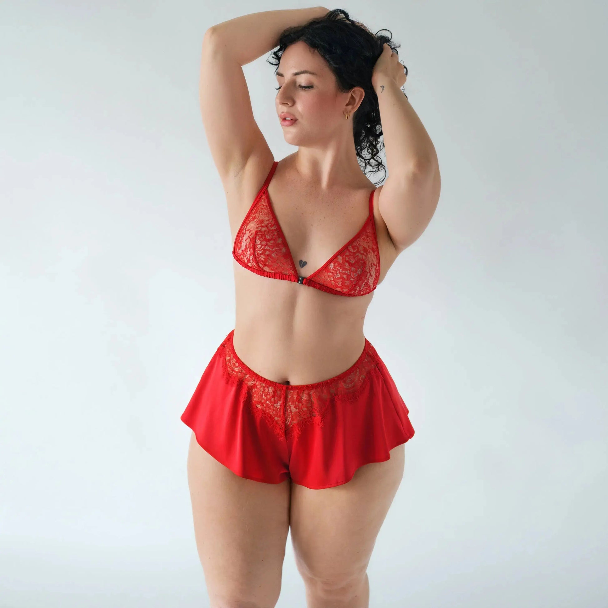 Moonstruck Triangle Bralette Fire Red - Monique Morin Lingerie