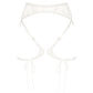 White ultra-fine lace harness with waist clasp, adjustable straps and detachable mini-tie